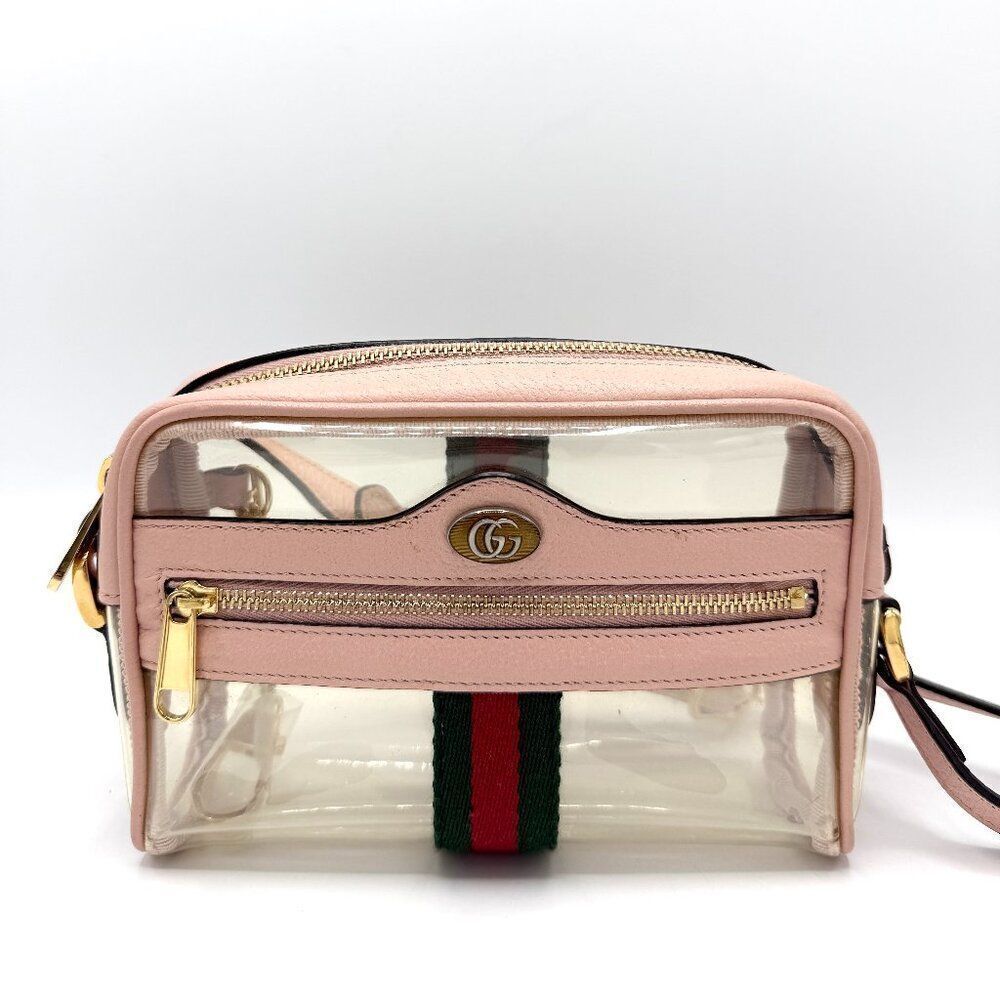 Gucci GG Ophidia Web PVC Pink Trimmed Camera Bag